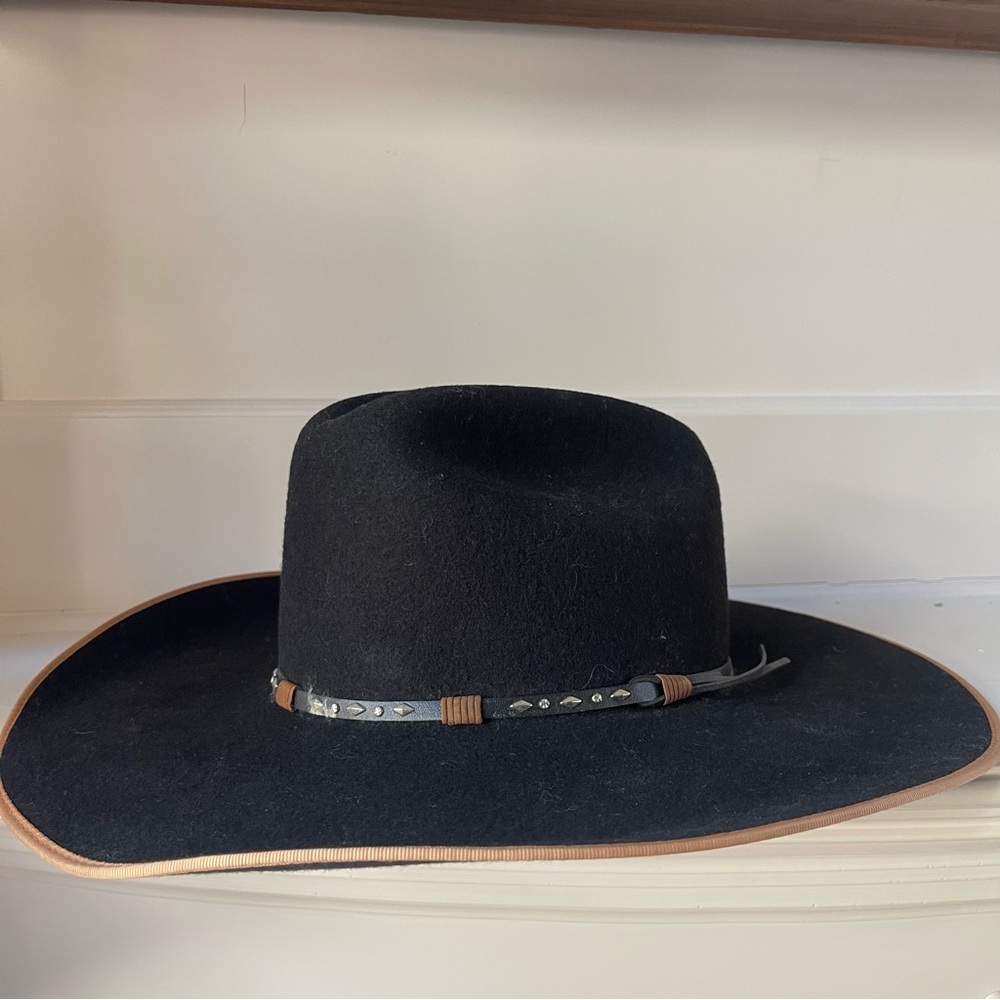 Resistol Black Cowboy Hat XX Premium Wool Self Conforming 6 7/8 Made in Texas